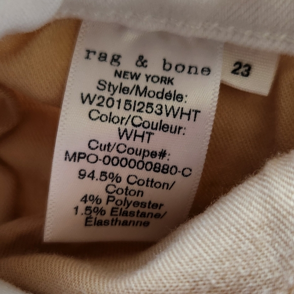 Rag & Bone "Nina High Rise Ankle Flare" Cropped Jeans White | Women's Size 23 - Picture 10 of 15